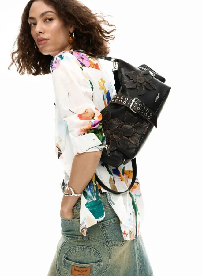 DESIGUAL Brown Medium Bag With Flower Appliqués for Women | Best Price UAE